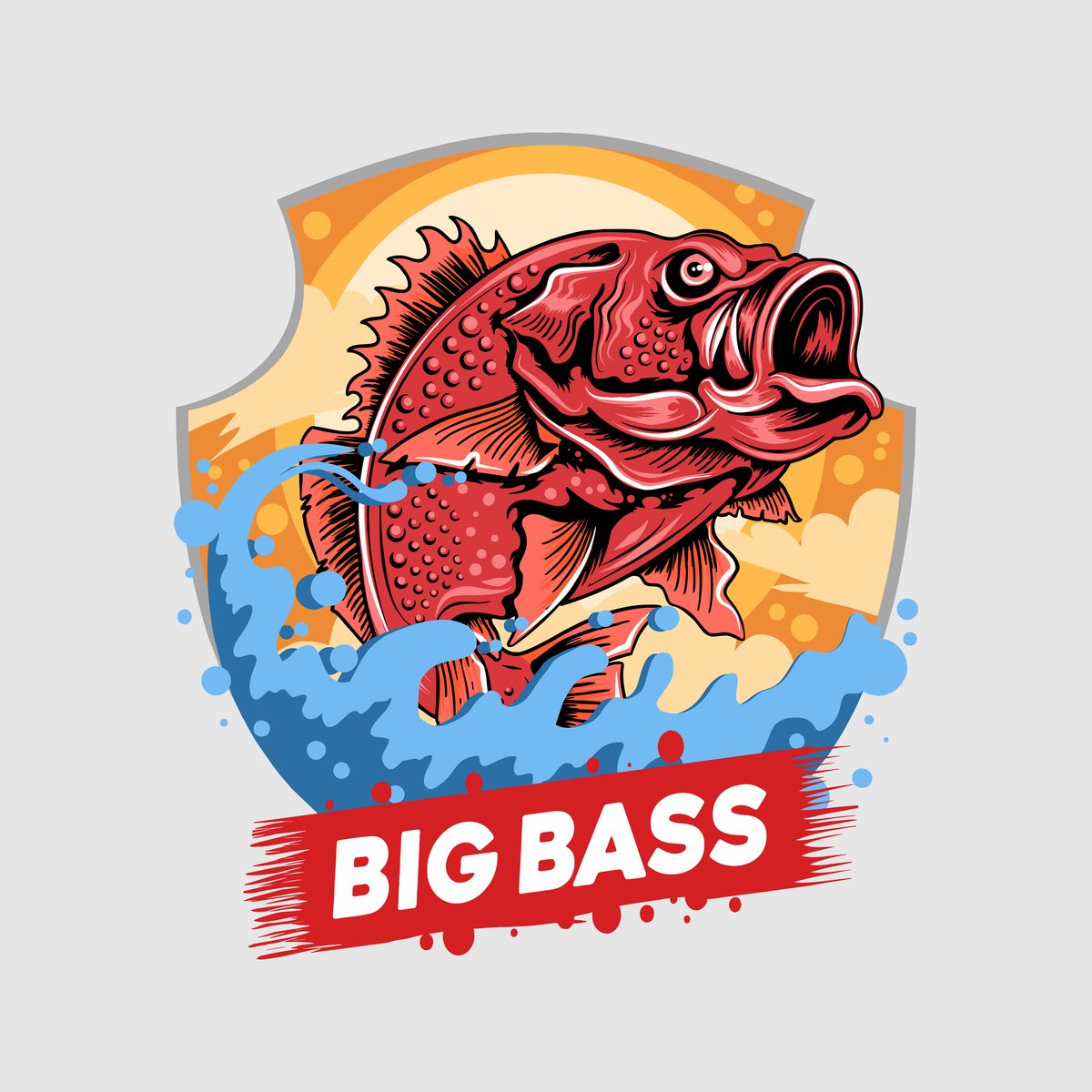 angler fish red snapper fisherman big bass artwork - Free Graphics - Design Download | Seekpik