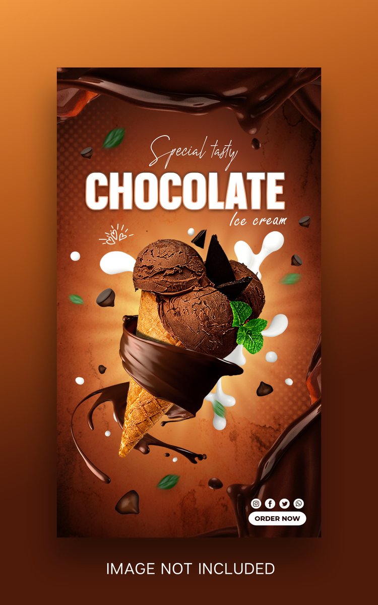 delicious chocolate ice cream cone social media template instagram 2 - Free Graphics - Design Download | Seekpik
