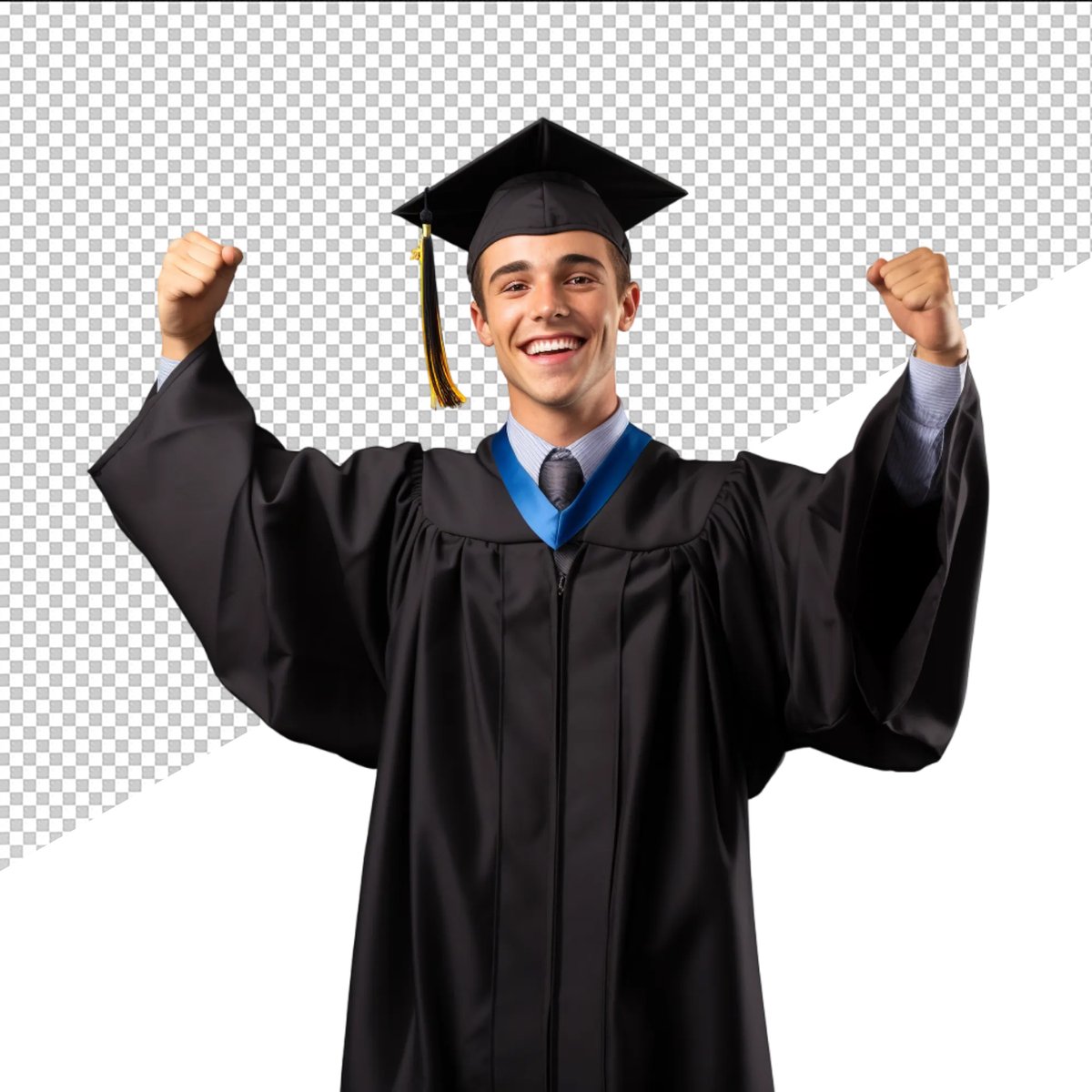 man graduation cap gown with his arms raised - Free Graphics - Design Download | Seekpik