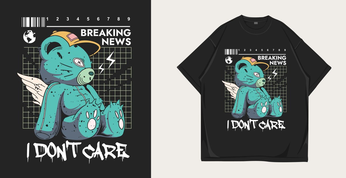 teddy bear angel streetwear t shirt design - Free Graphics - Design Download | Seekpik