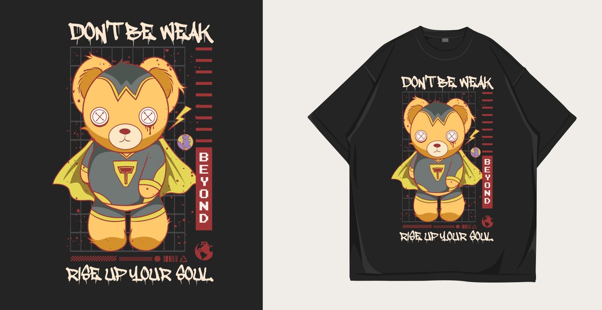 teddy bear streetwear t shirt design - Free Graphics - Design Download | Seekpik