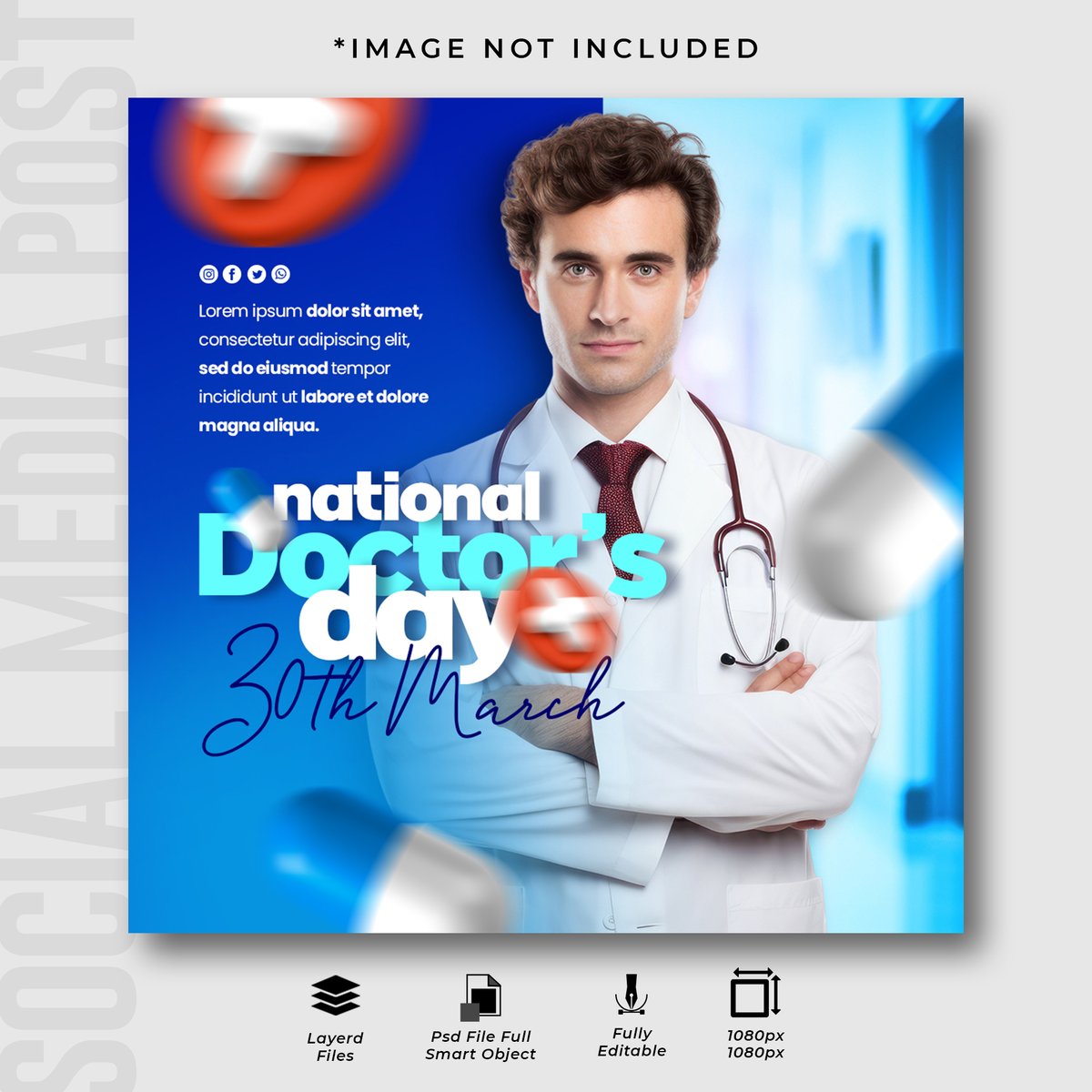 national doctors day social media instagram post design template - Free Graphics - Design Download | Seekpik