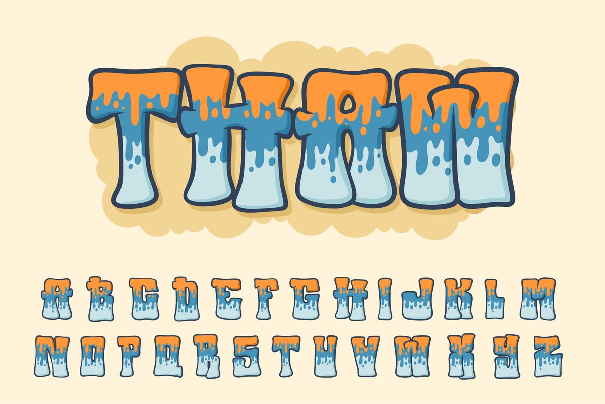 alphabet melt graffiti cartoon vector - Free Graphics - Design Download | Seekpik