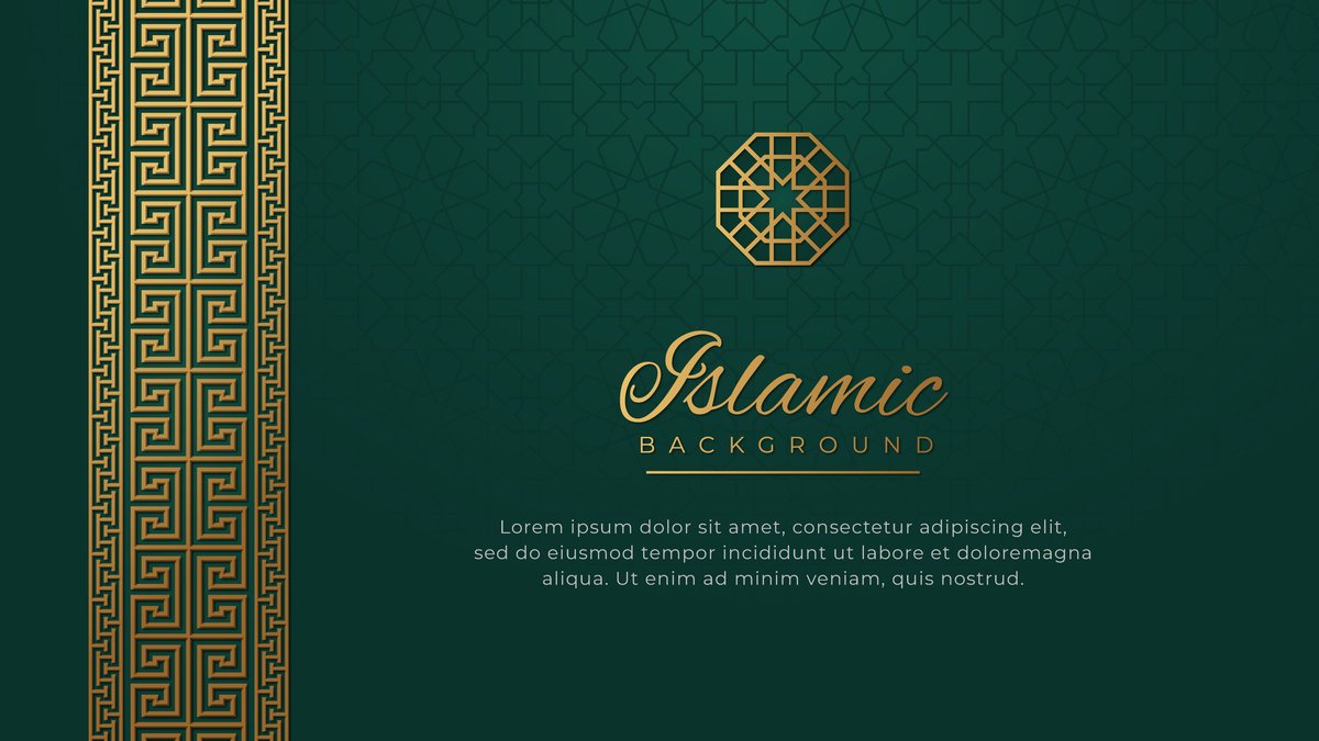islamic luxury golden ornament border arabesque pattern green background - Free Graphics - Design Download | Seekpik
