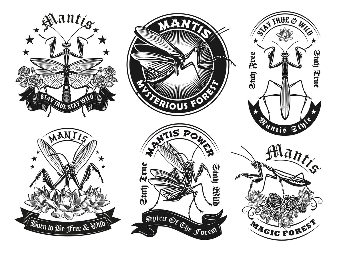 retro label designs with mantis set - Free Graphics - Design Download | Seekpik