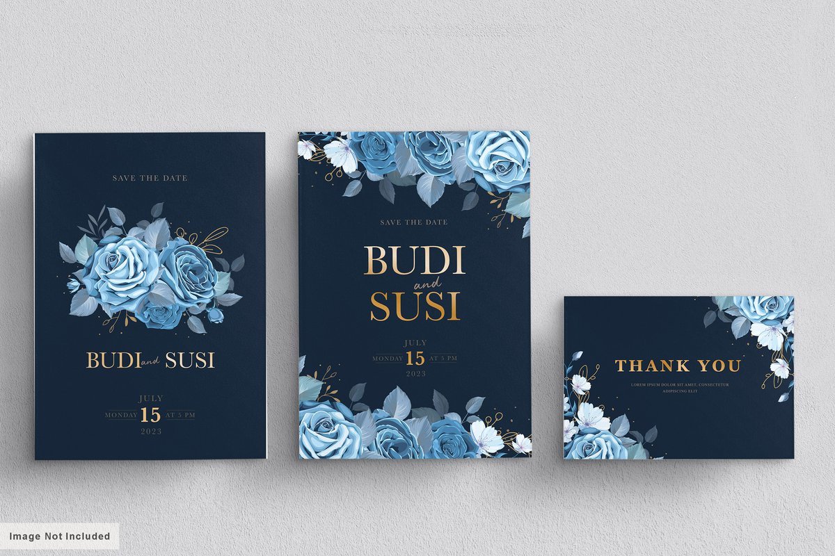 blue floral wedding card set - Free Graphics - Design Download | Seekpik