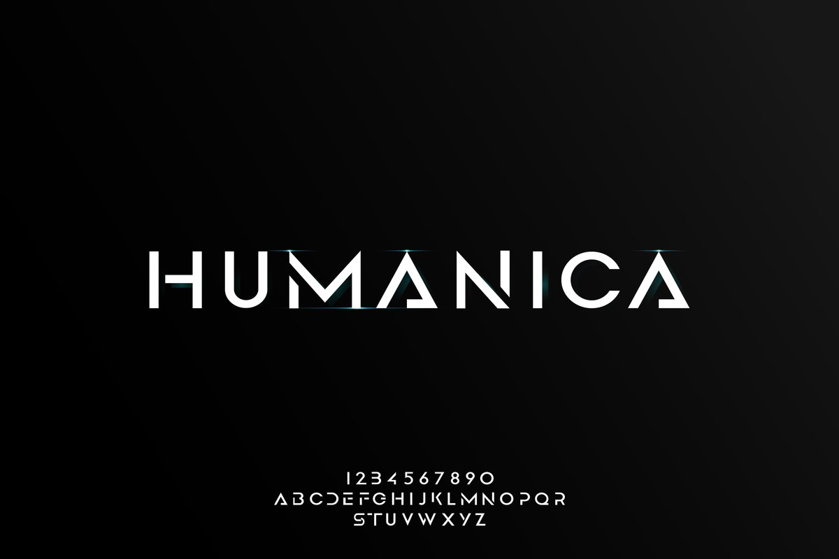 humanica abstract futuristic alphabet font with technology theme - Free Graphics - Design Download | Seekpik