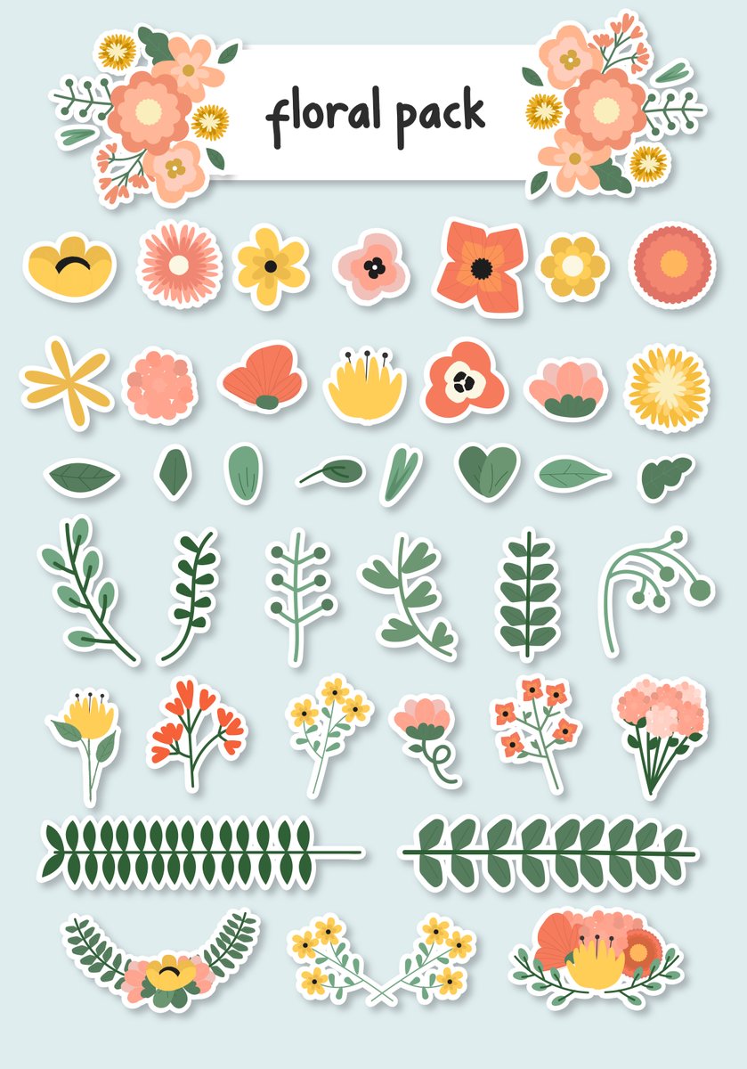 floral pack sticker.zip - Free Graphics - Design Download | Seekpik