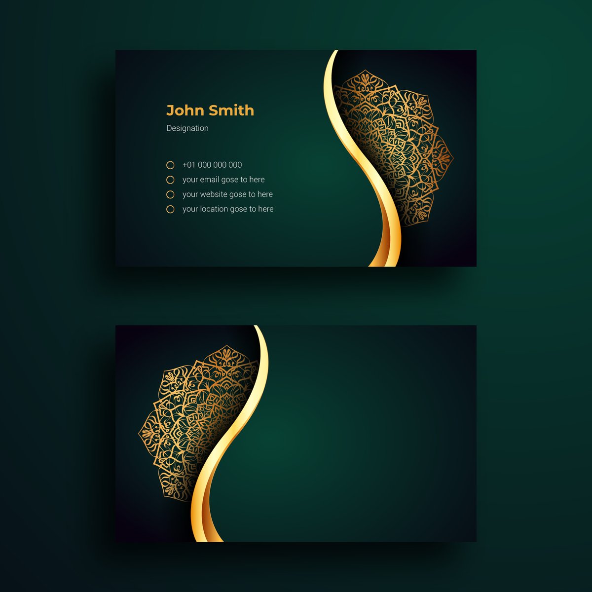 luxury business card template with ornamental mandala arabesque - Free Graphics - Design Download | Seekpik