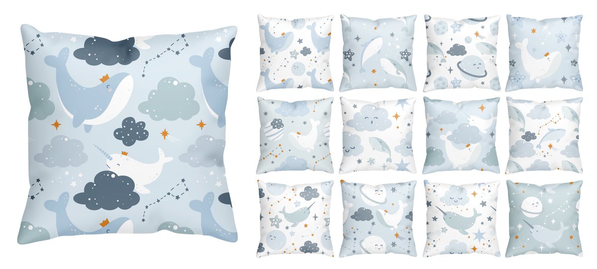 night dream pattern with cute space whale floating starry sky - Free Graphics - Design Download | Seekpik