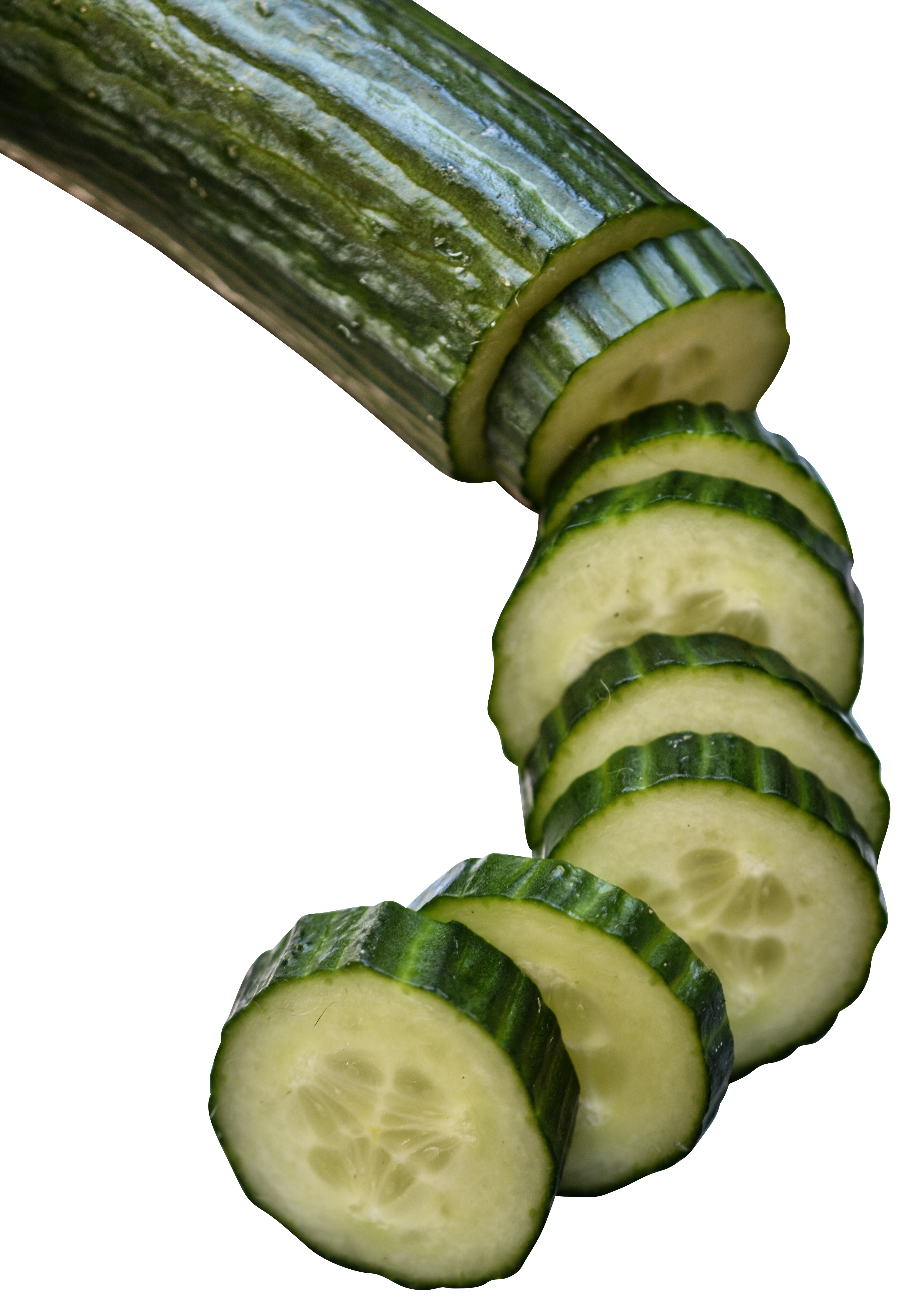 Sliced Green Cucumber with Seed Pattern