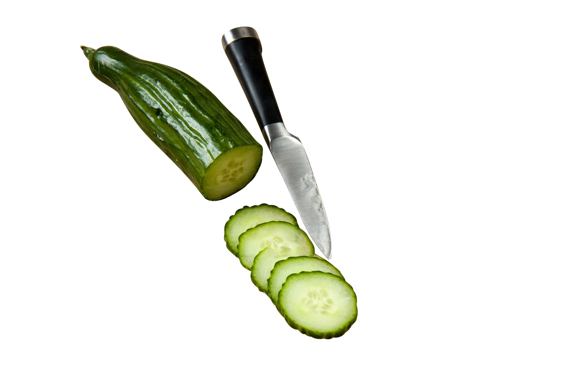 Sliced Cucumber Rounds with Paring Knife