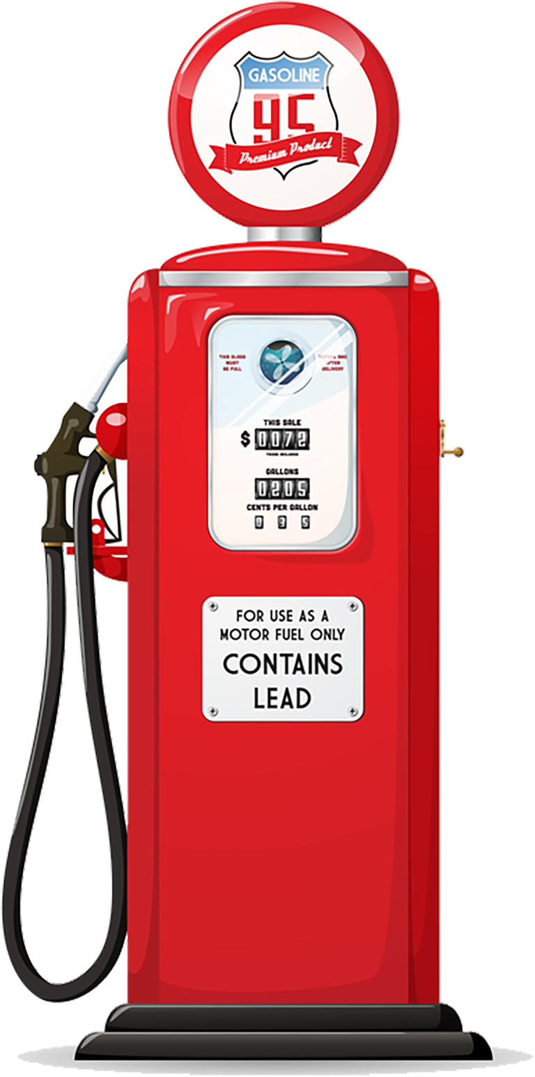 Vintage Red Gas Pump with Round Crown Sign