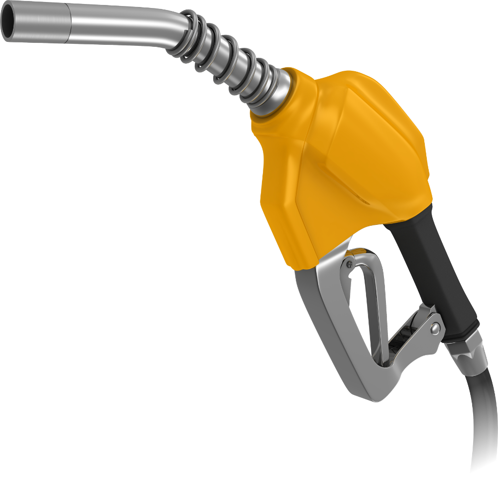solitary yellow gas pump nozzle with png
