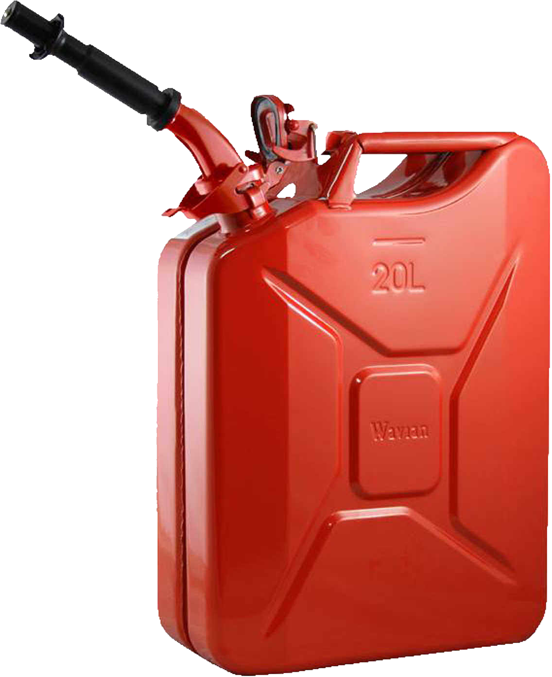 solitary red gas canister stands against png
