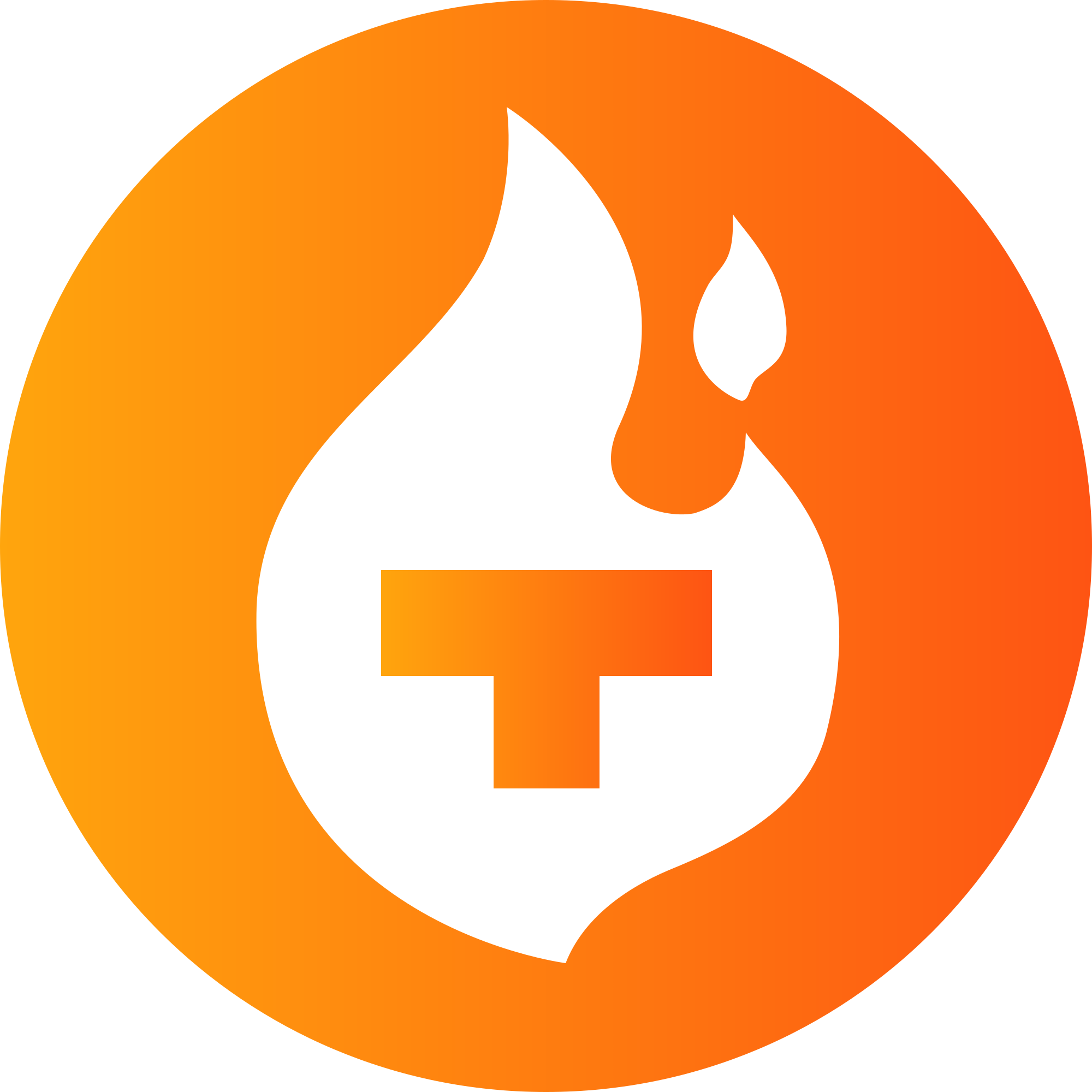 Orange Gradient Circle with White Flame Icon