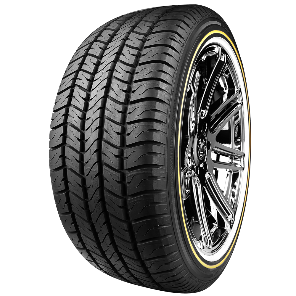 single predominantly black tire with yellow png