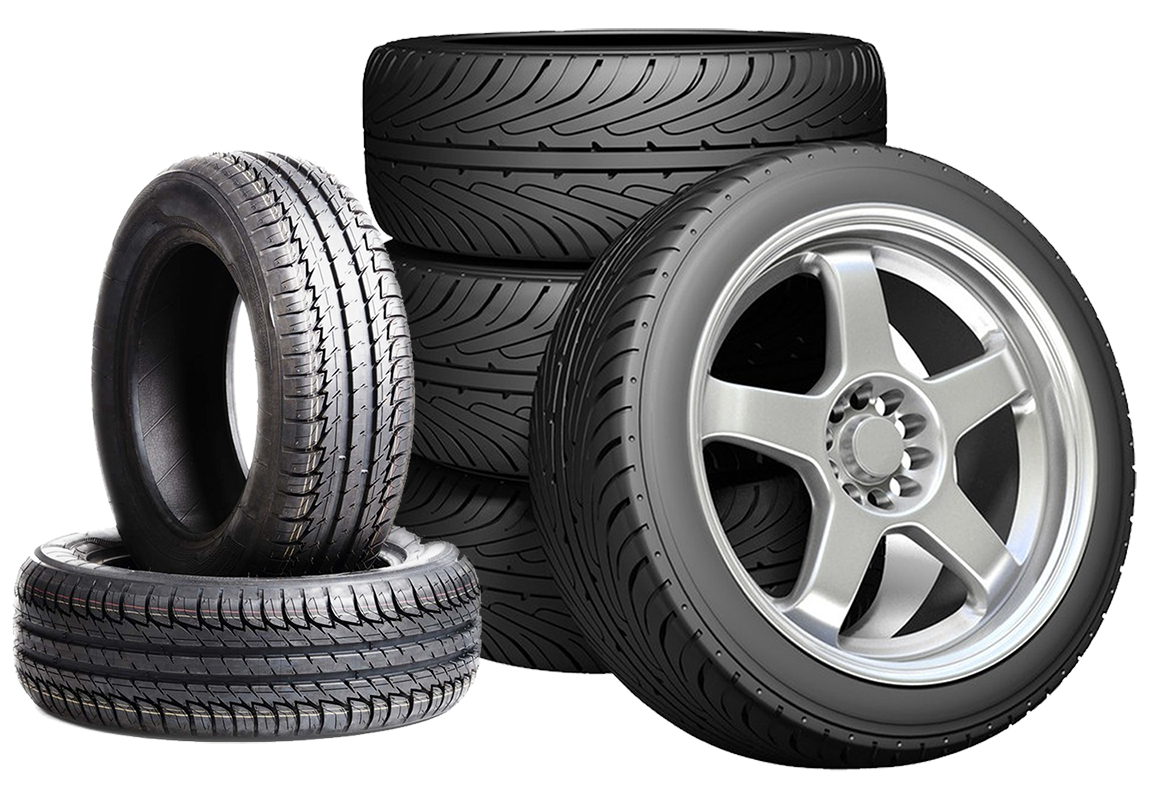 group tires and wheel are arranged png