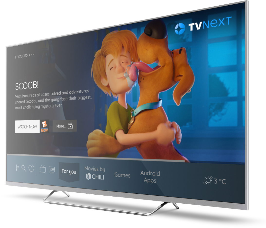 flat-screen television displays the tvnext app png
