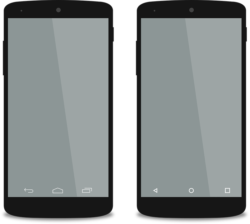 two black smartphones are displayed side png