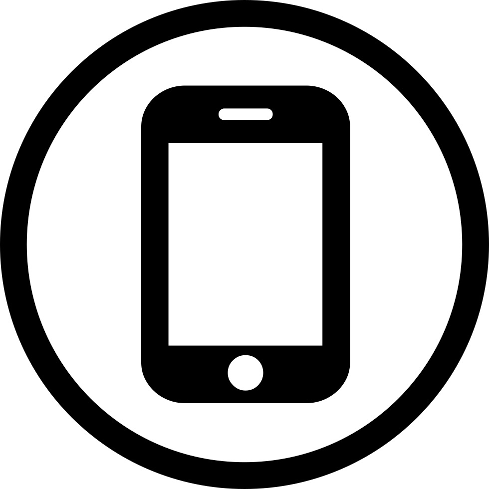 black smartphone icon centered within circular png