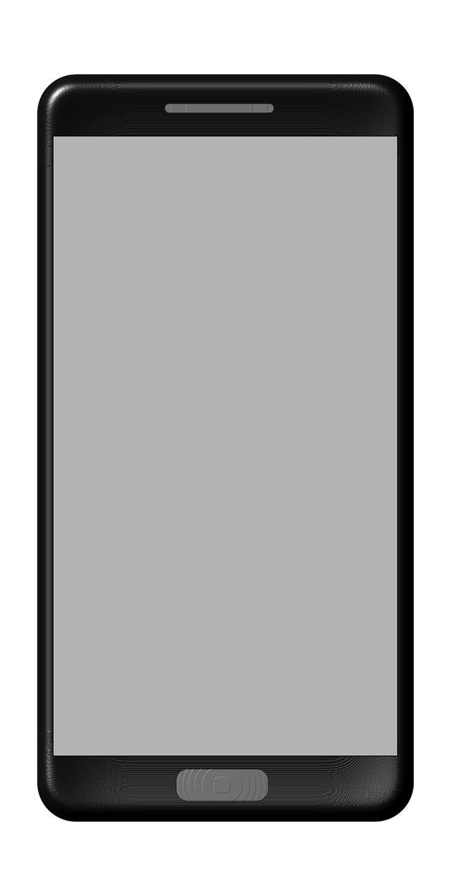 sleek black smartphone with rounded rectangular png