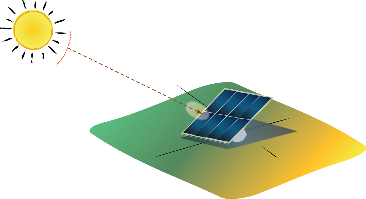 Blue Solar Panel with Sun and Rays