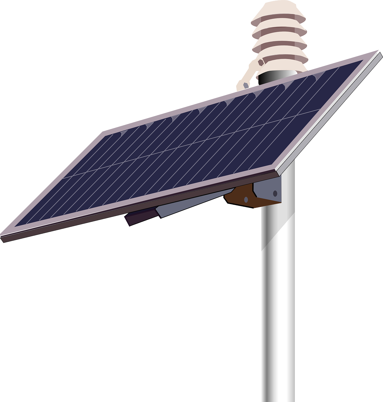 Dark Blue Solar Panel on Silver Pole