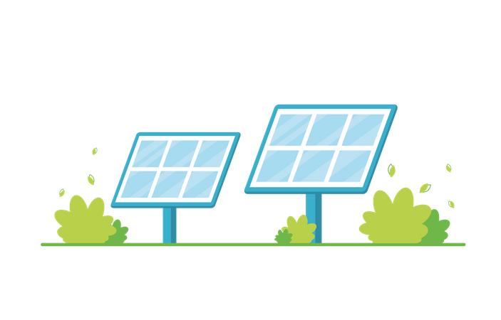 two blue solar panels mounted green png