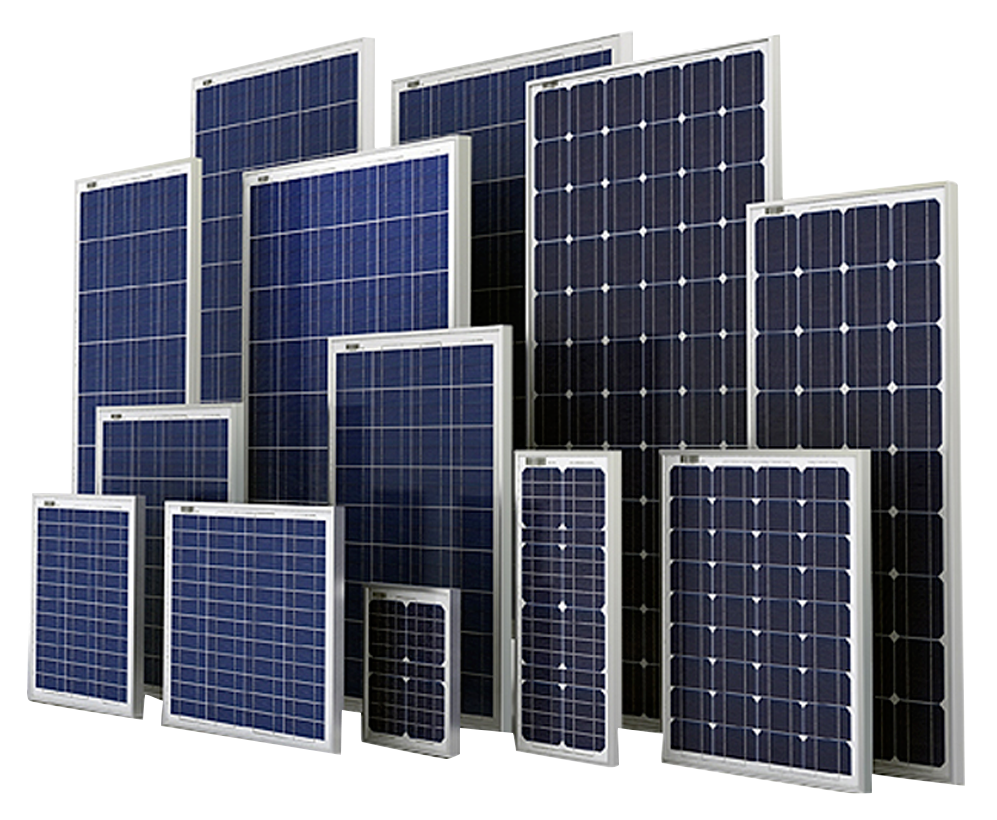 Staggered Blue Solar Panels with Silver Frames