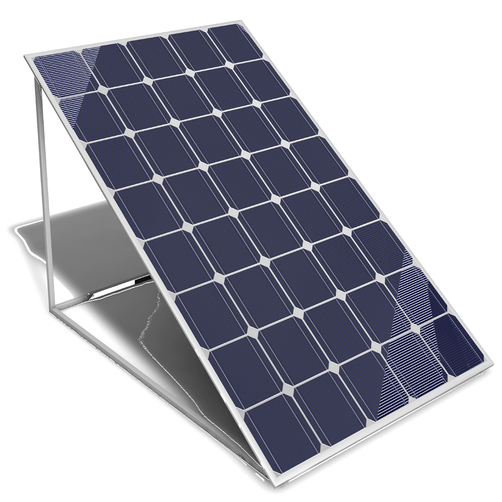 Tilted Solar Panel with Silver Frame