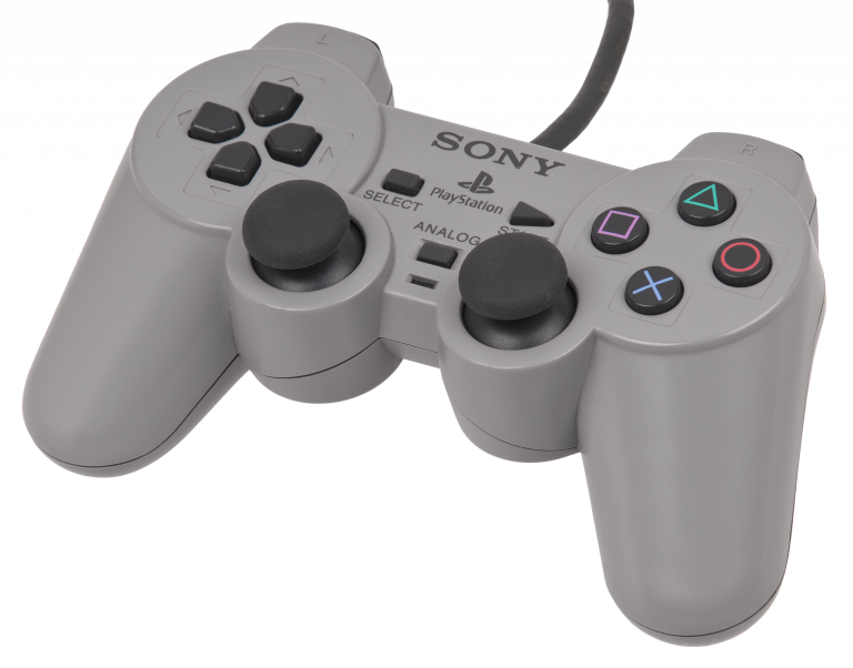 gray sony playstation dualshock controller shown png