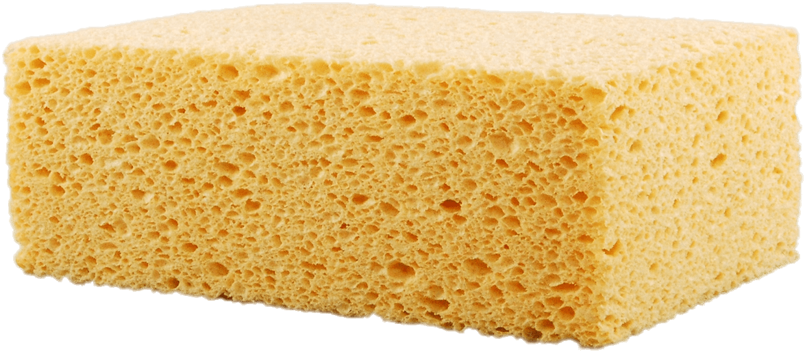 rectangular yellow sponge shown close-up view png
