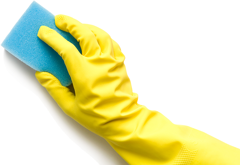 hand wearing vibrant yellow glove delicately png