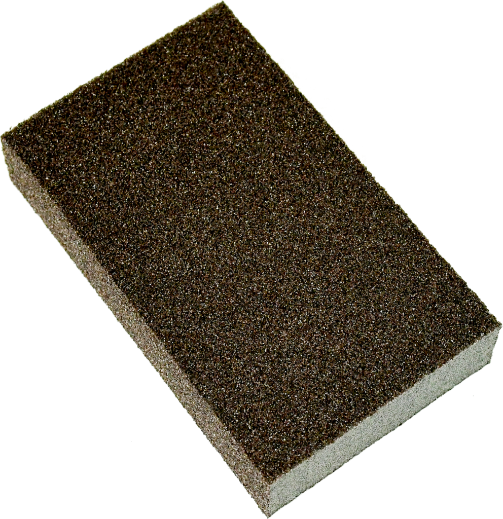 rectangular sanding sponge with dark brown png