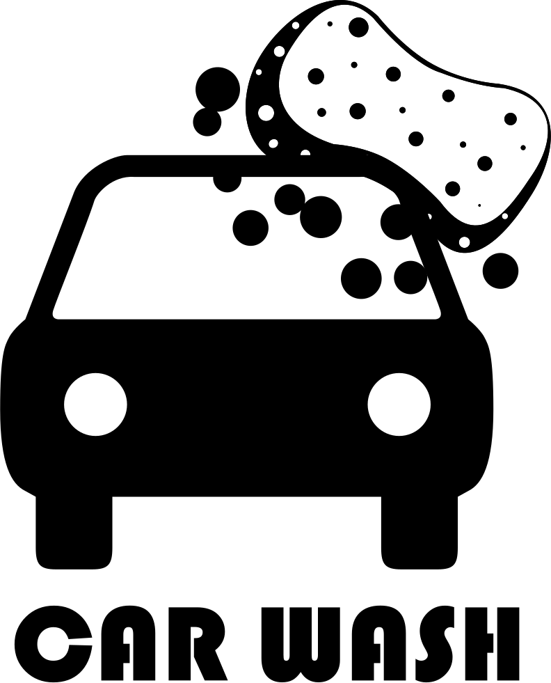 Black Car Wash Icon with Sponge and Bubbles
