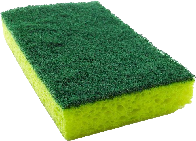 single cleaning sponge lies flat white png
