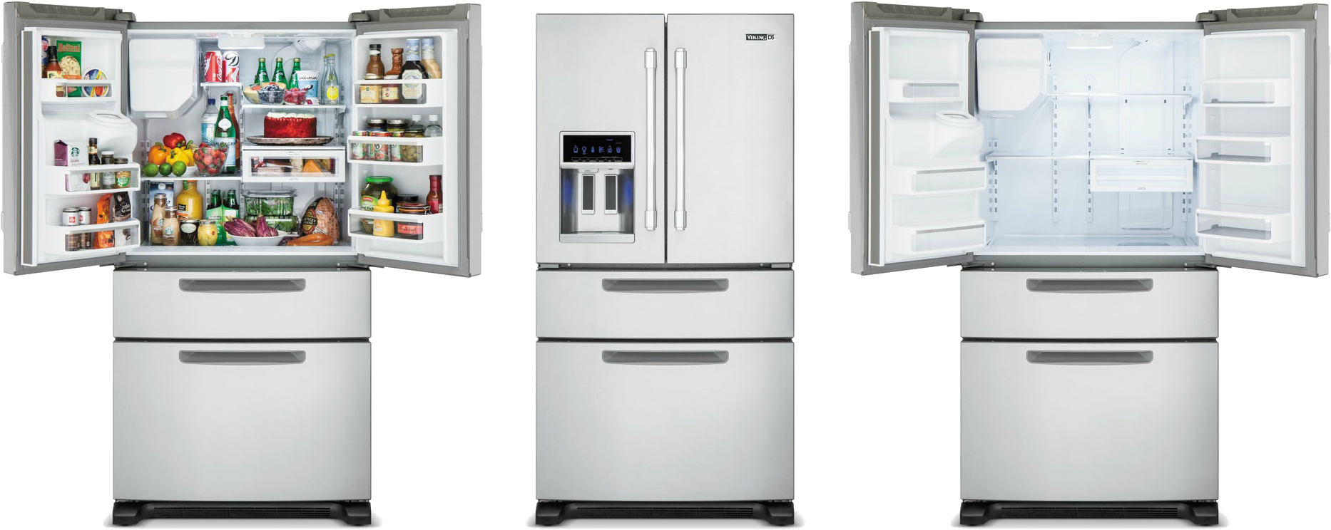 white whirlpool refrigerator shown three different png