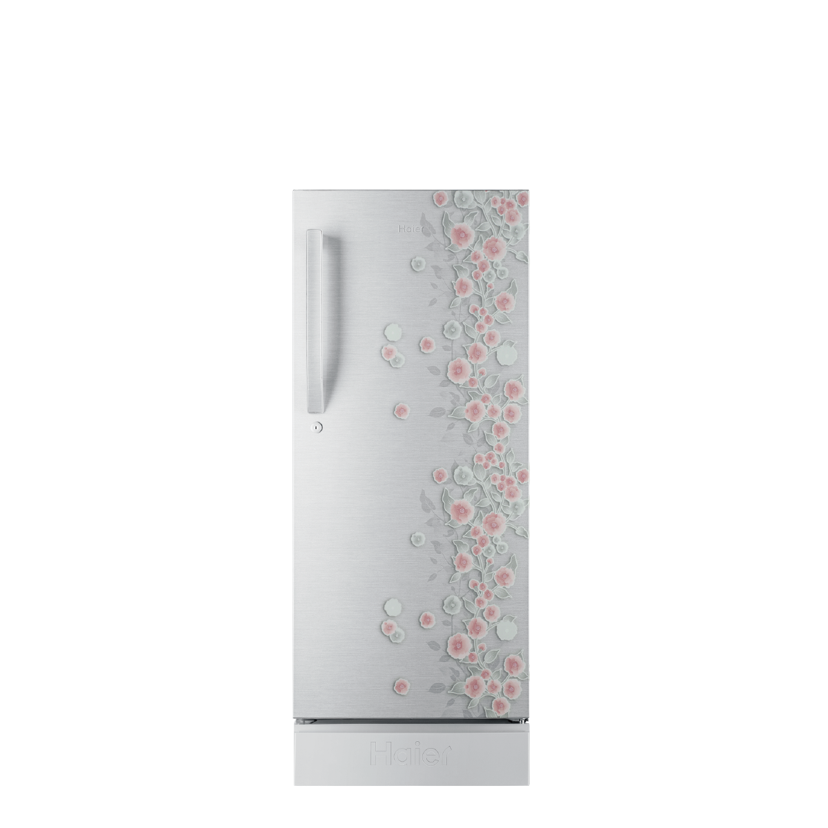 sleek white haier refrigerator stands against png
