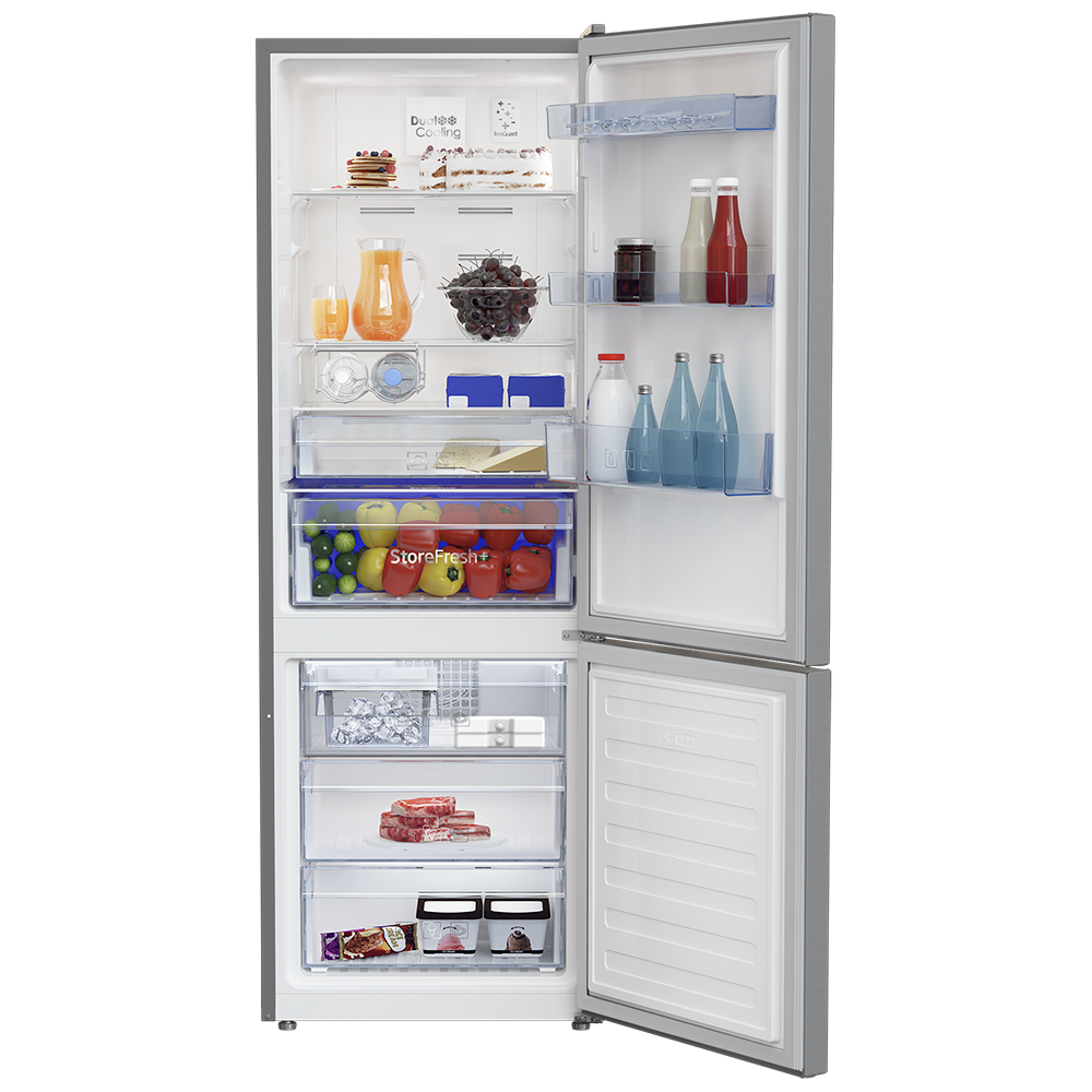 beko freezer refrigerator with silver grey png