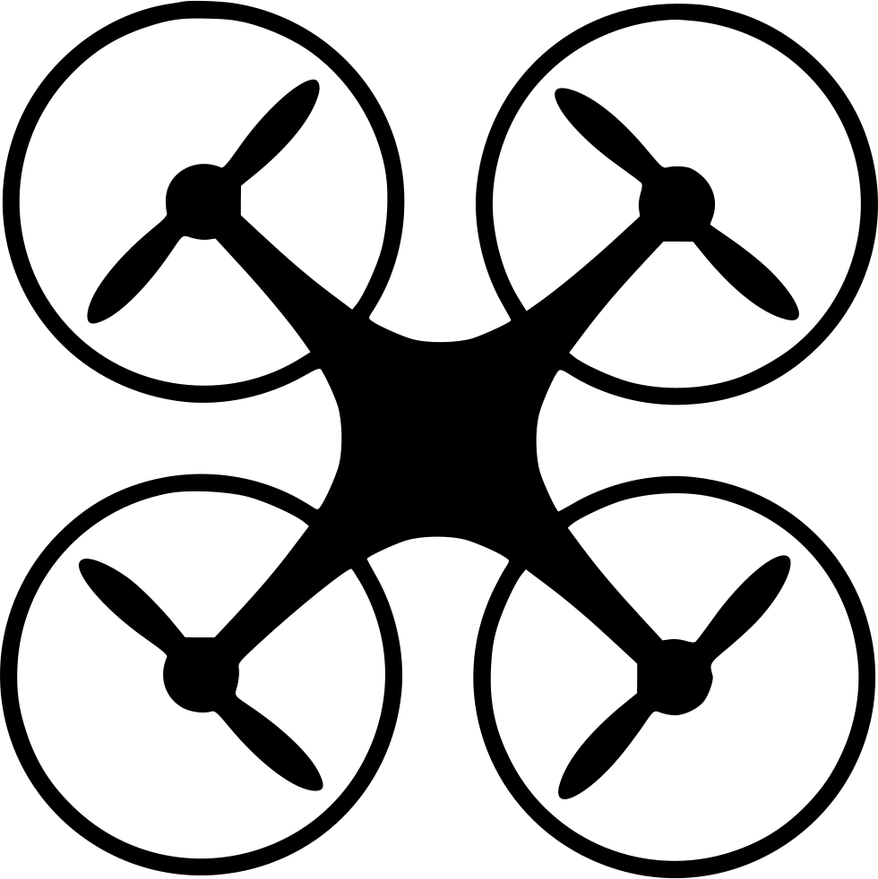 black and white silhouette quadcopter drone png
