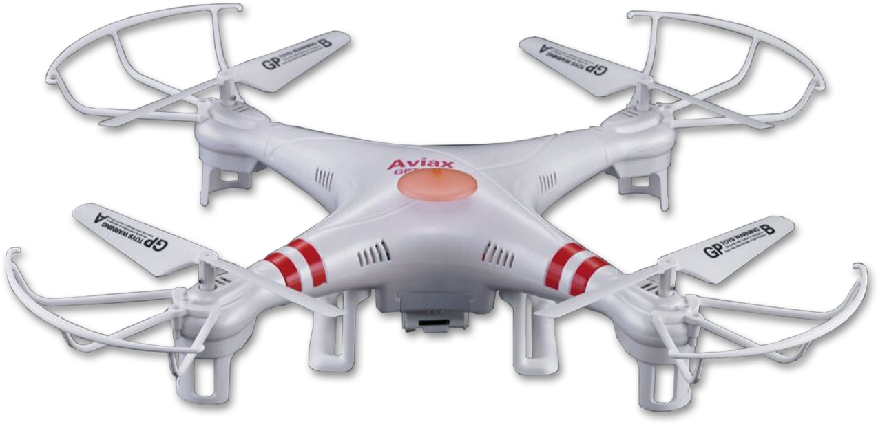 white aviax drone with red stripes png