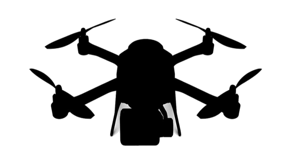 sleek black drone silhouette with four png
