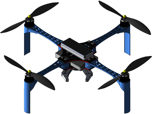 black drone with blue frame and png
