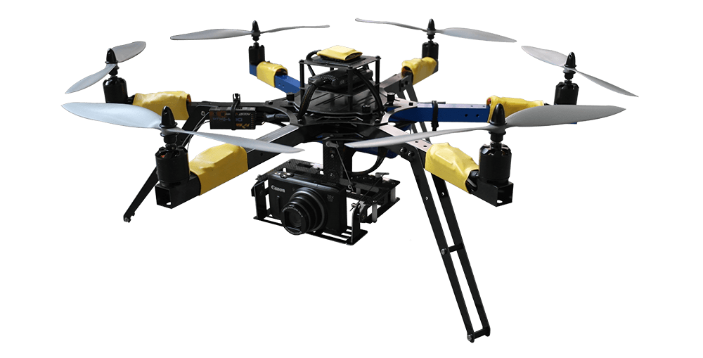 black and yellow drone with six png