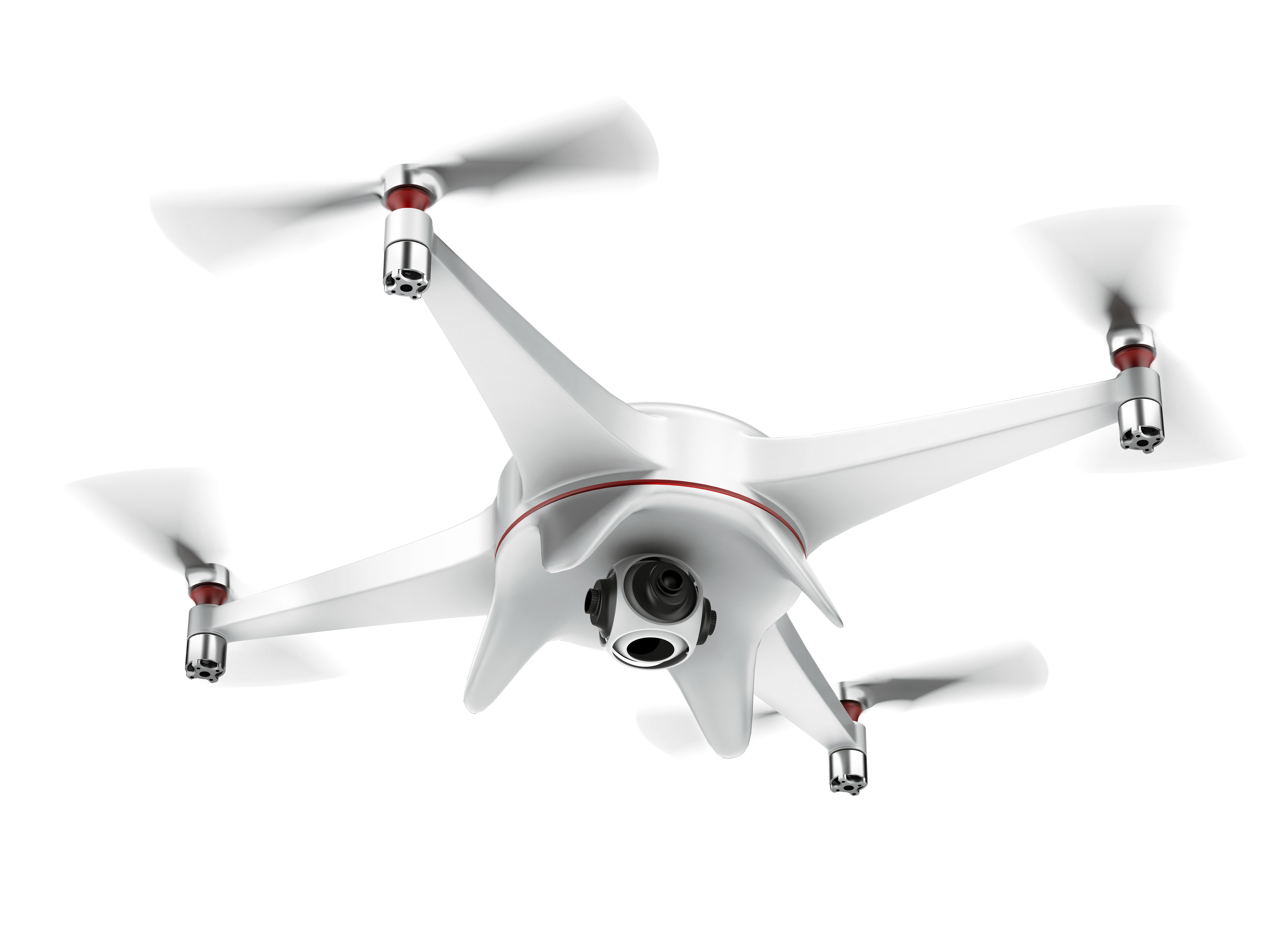 white drone with red accents captured png