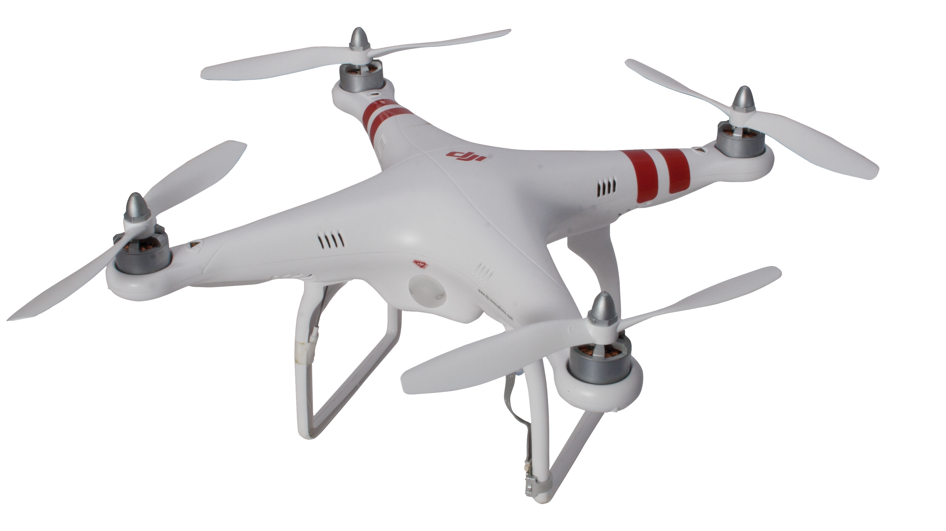 white drone with red stripes captured png