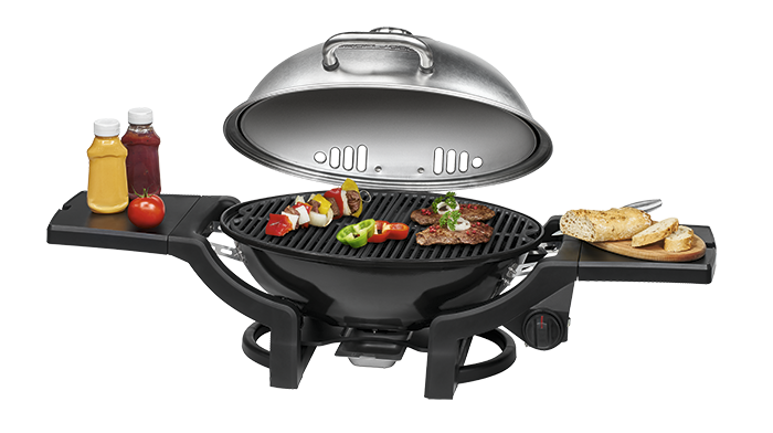 portable electric grill with bbq food