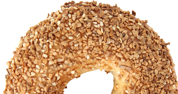 sesame bagel with half cut out