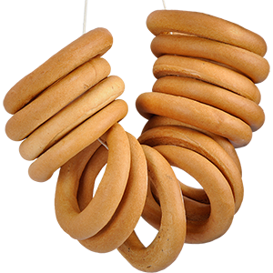 stacked crisp bagel rings